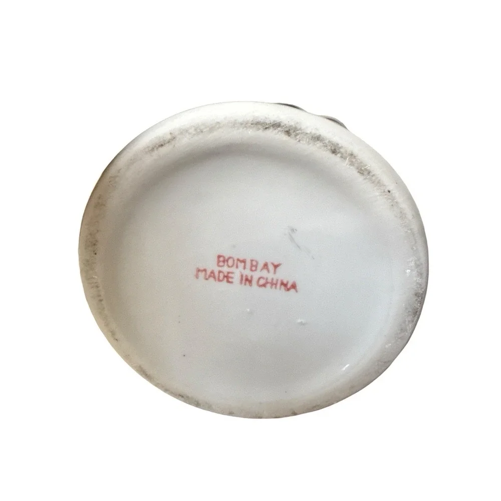 Bombay Made in‎ China Blue White Floral Fan Shaped Vase with Handles